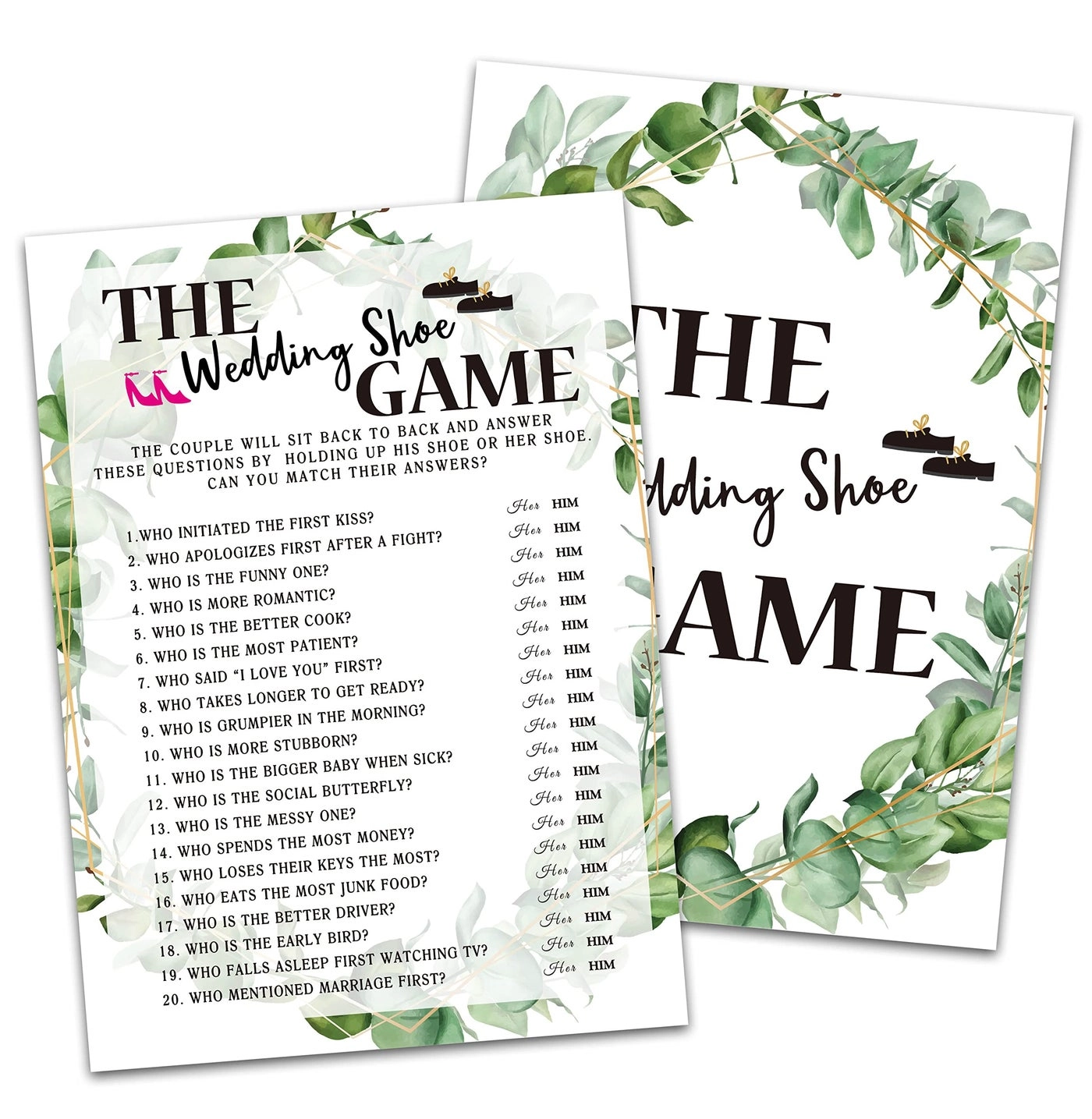 Bridal Shower Game Over or Under - 30 Cards