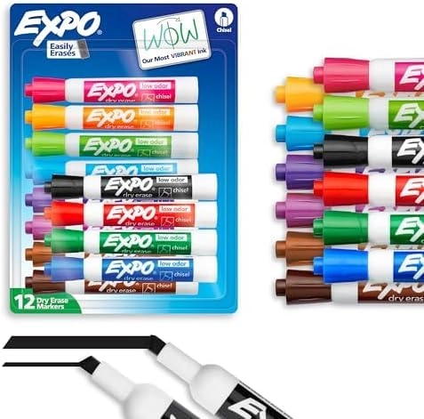 Low Odor Dry Erase Marker Set - Assorted Chisel