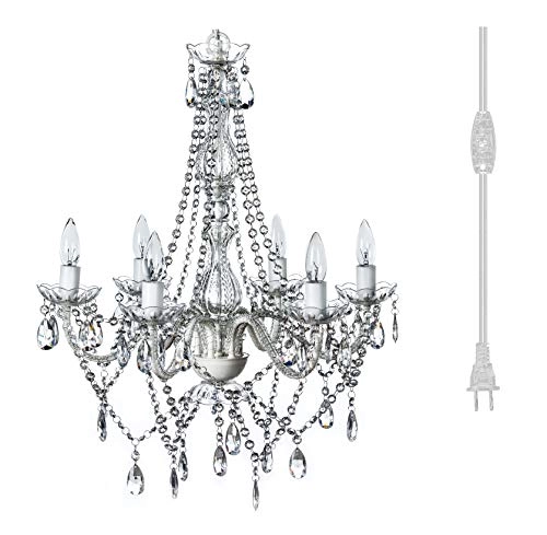Plug-in 6 Light Hanging Swag Chandelier - H26"xW12" E12