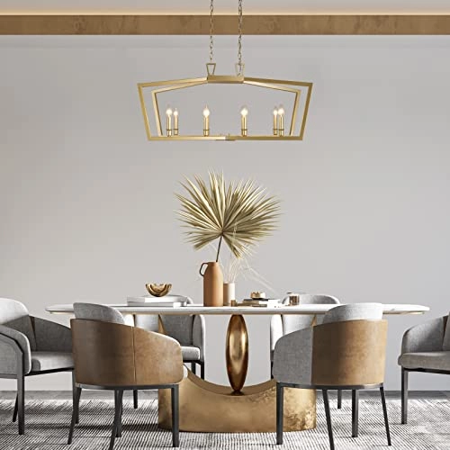 Modern Gold Chandelier - 8-Light Soft Gold