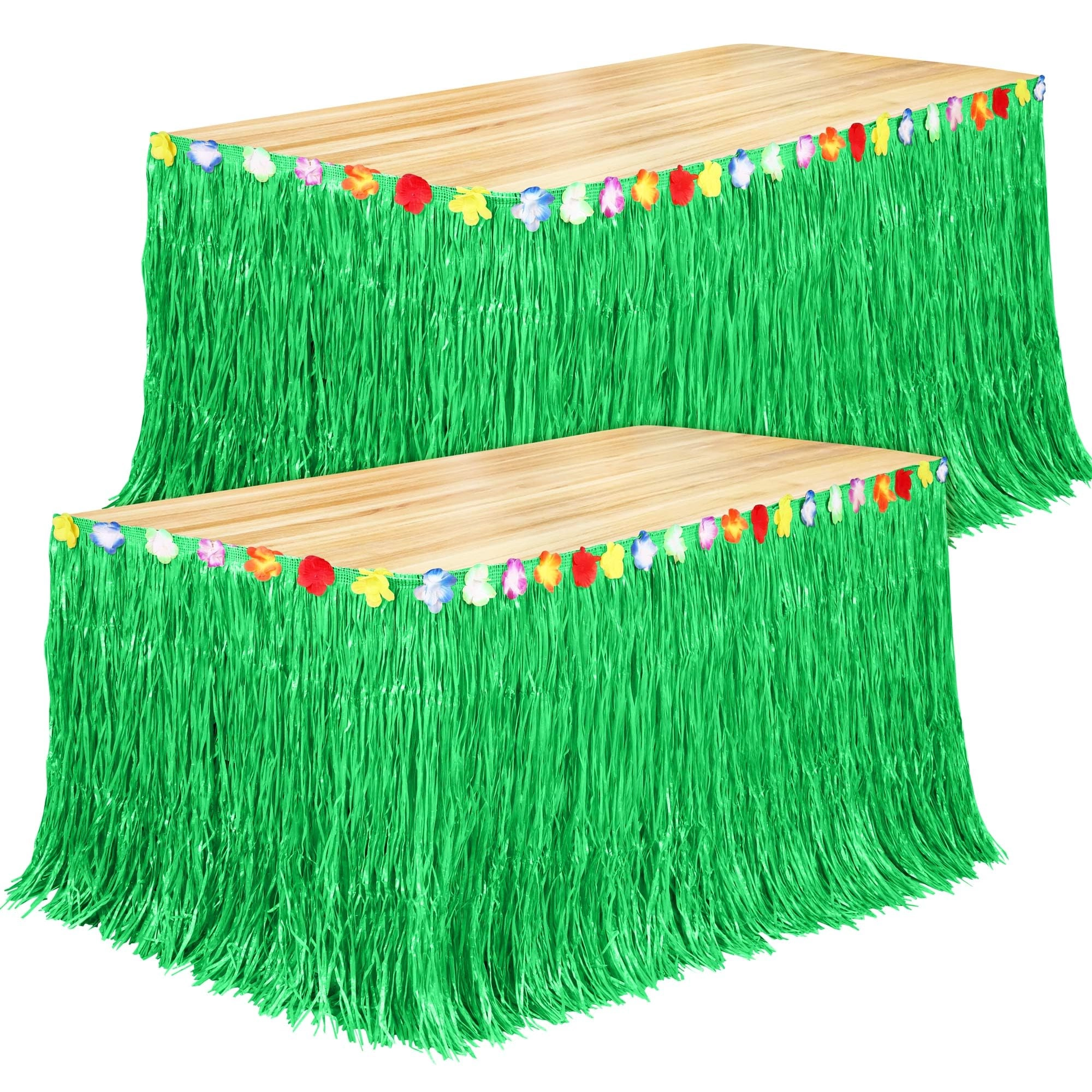 Fovths Luau Grass Table Skirt - 2 Pack