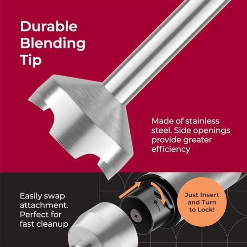 Immersion Blender Handheld - 8 Speed Stainless Steel 3 in 1