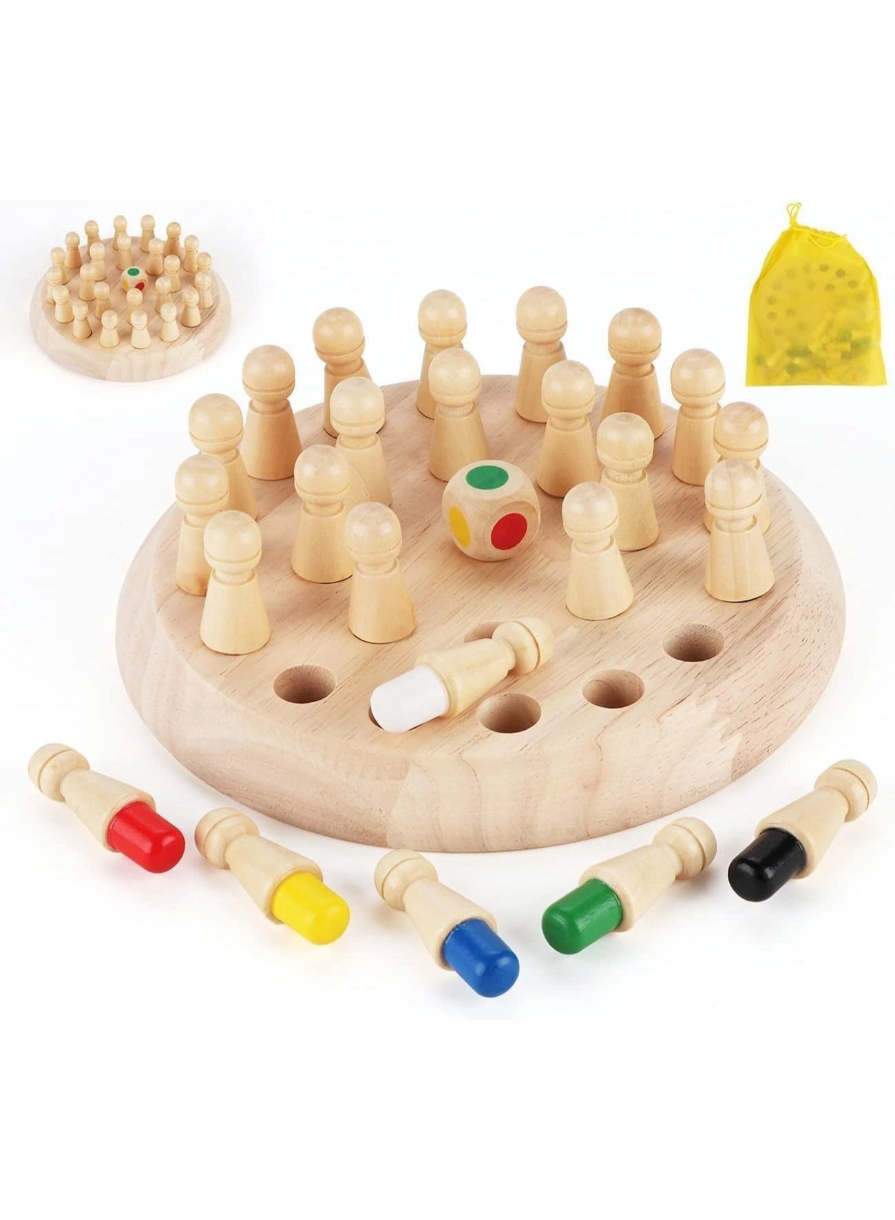 SNAPTRON Wooden Memory Matchstick Chess Game - Fun Educational Brain Teaser for Kids