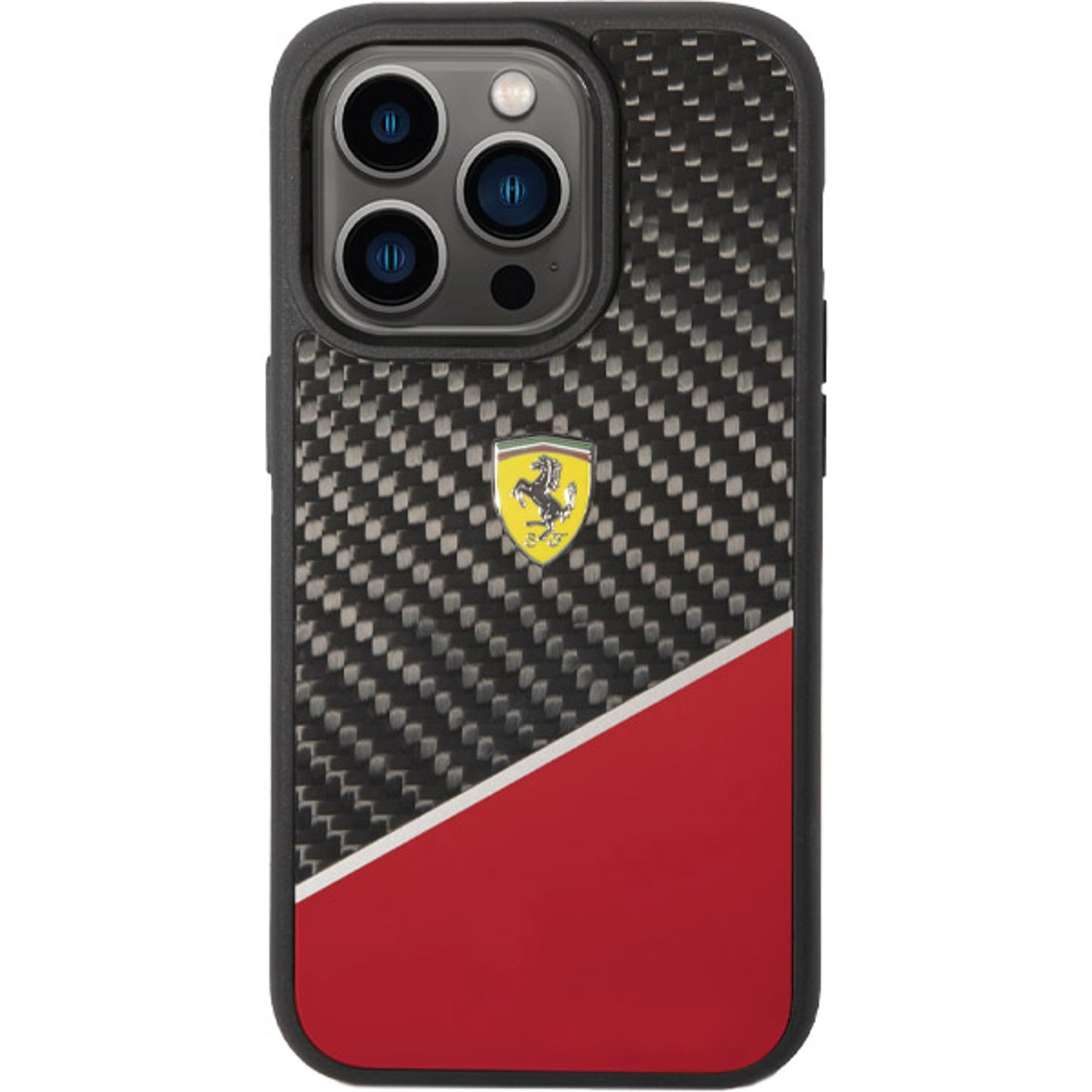 Ferrari Bimaterial Carbon Case - Carbon Fiber, Polycarbonate Back Case for iPhone 14 Pro Max