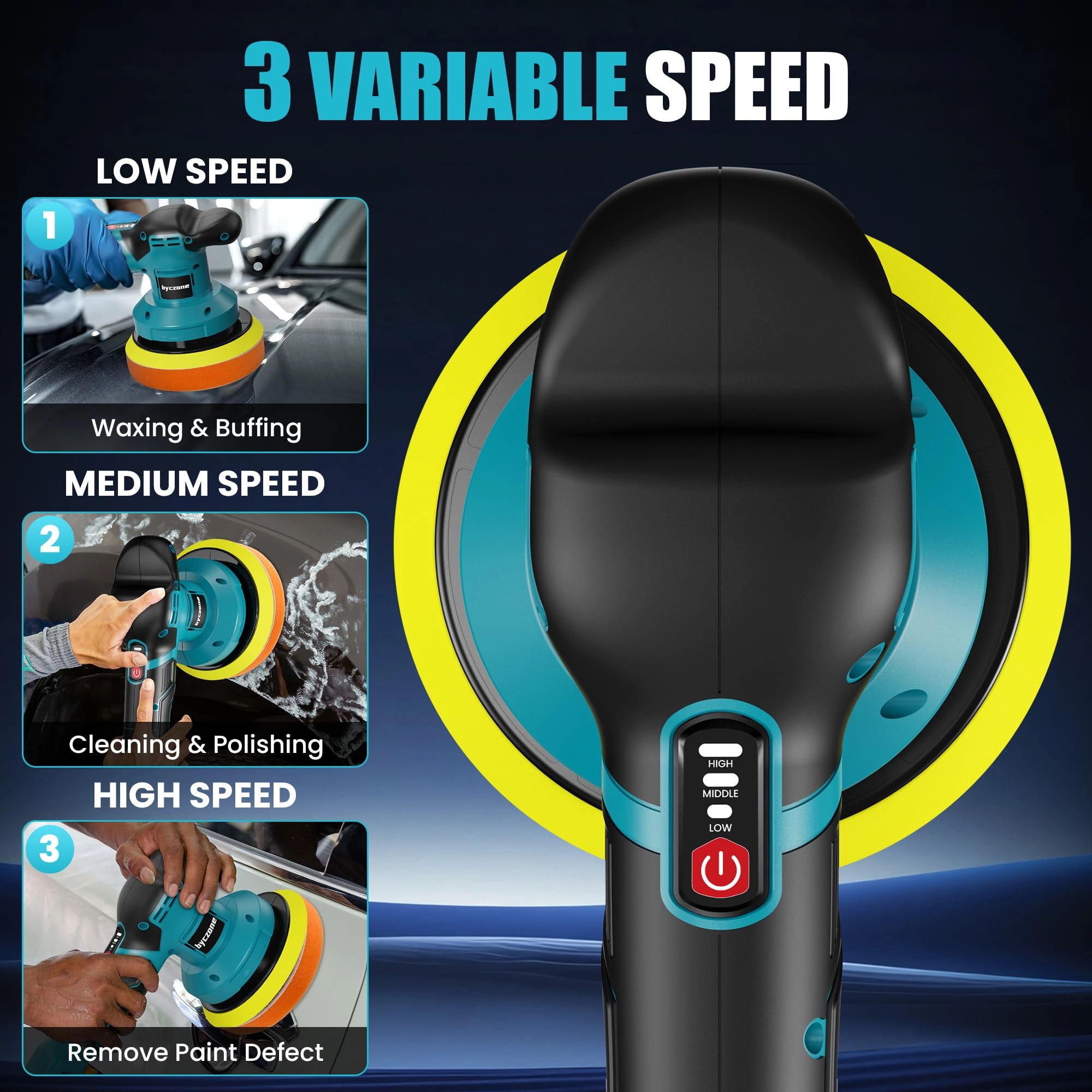 Cordless Car Buffer Polisher - 6 Inch Kit