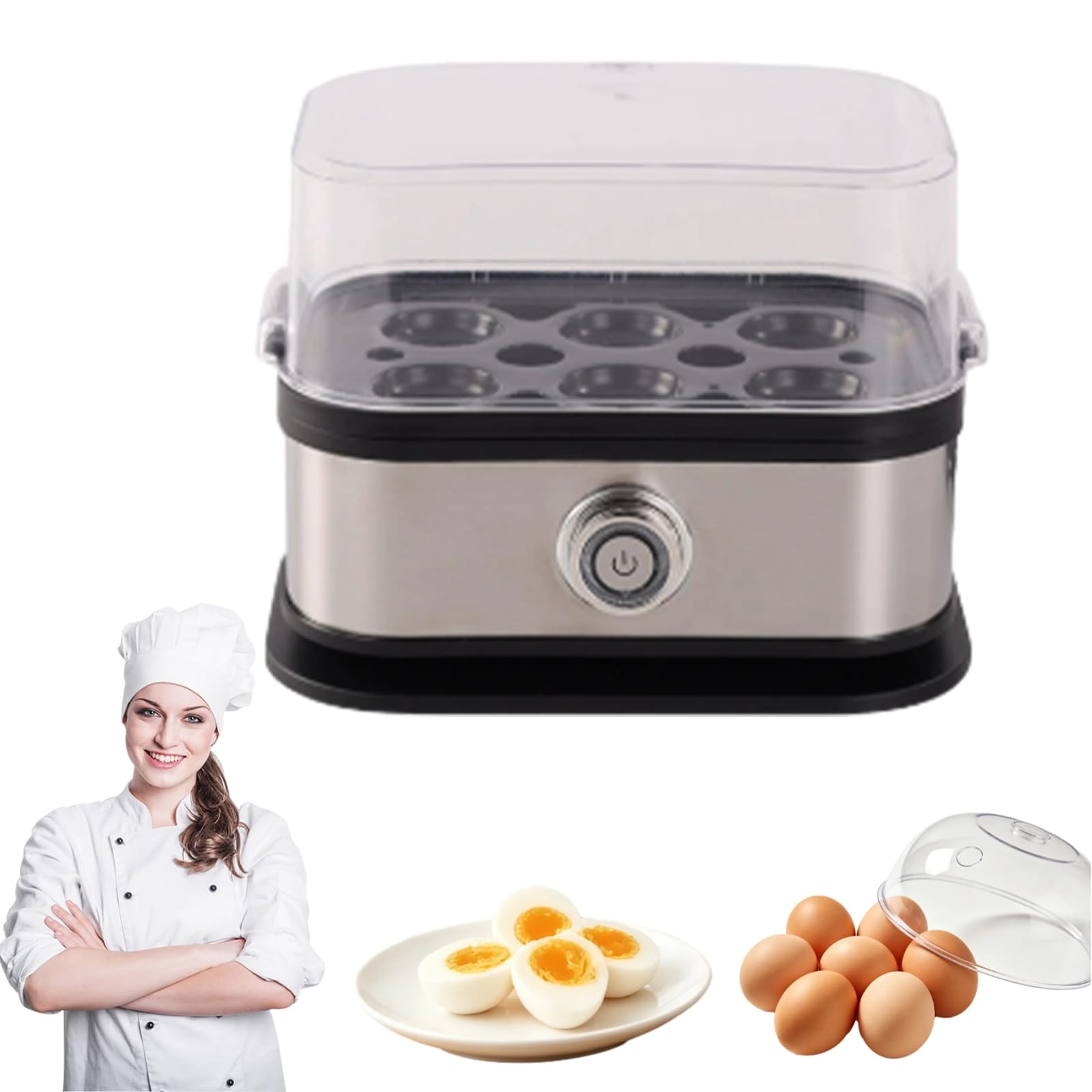 BCEWRGK Multifunctional egg steamer with clear lid - Home Kitchen
