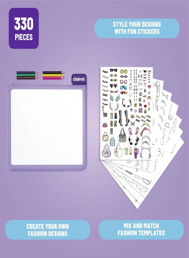 Light-Up Fashion Designer LED Tracing Tablet - 330-Piece Colored Pencils