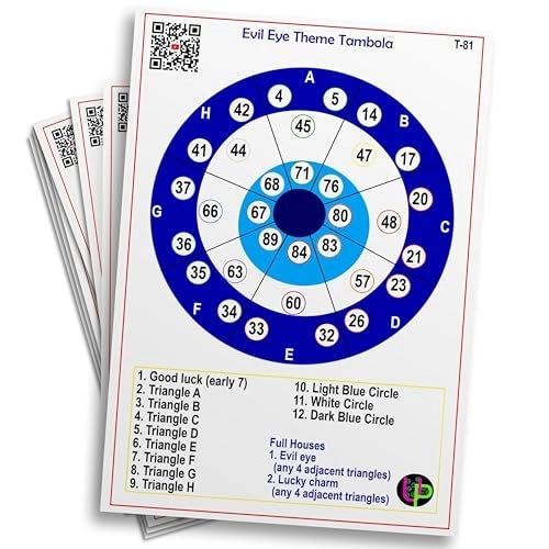 UltPult Tambola Evil Eye Theme Tambola Tickets - English Set of 15 Tickets