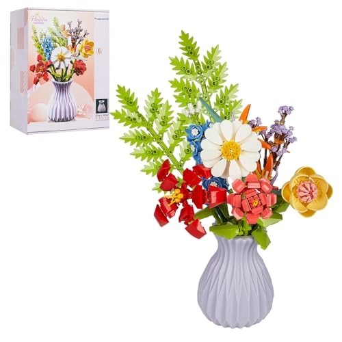 Flowers Bouquet Building Set (AAA-1234) - Vase Artificial Botanical Collection