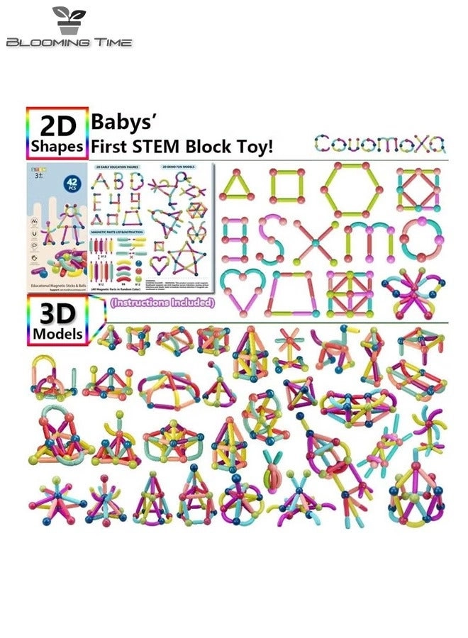 Puzzle magnetic building block - 42 pcs