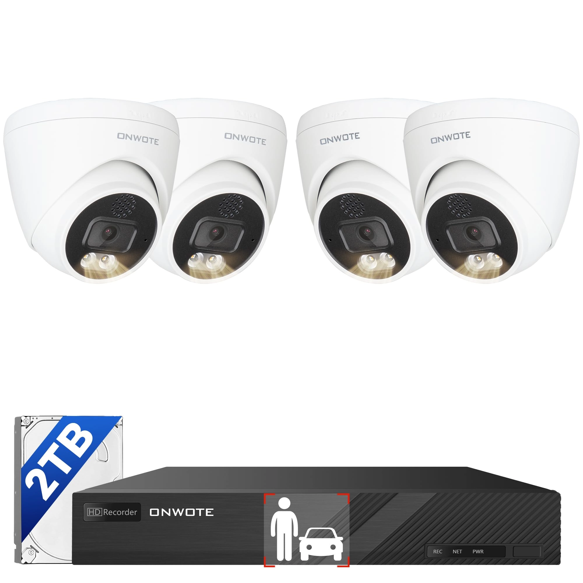 ONWOTE Smart Dual Light 4K PoE IP Security Camera System - 4 8CH 4K