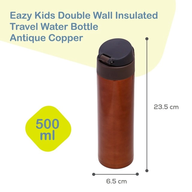 Insulated Travel Water Bottle - Sipper Lid 500 ml