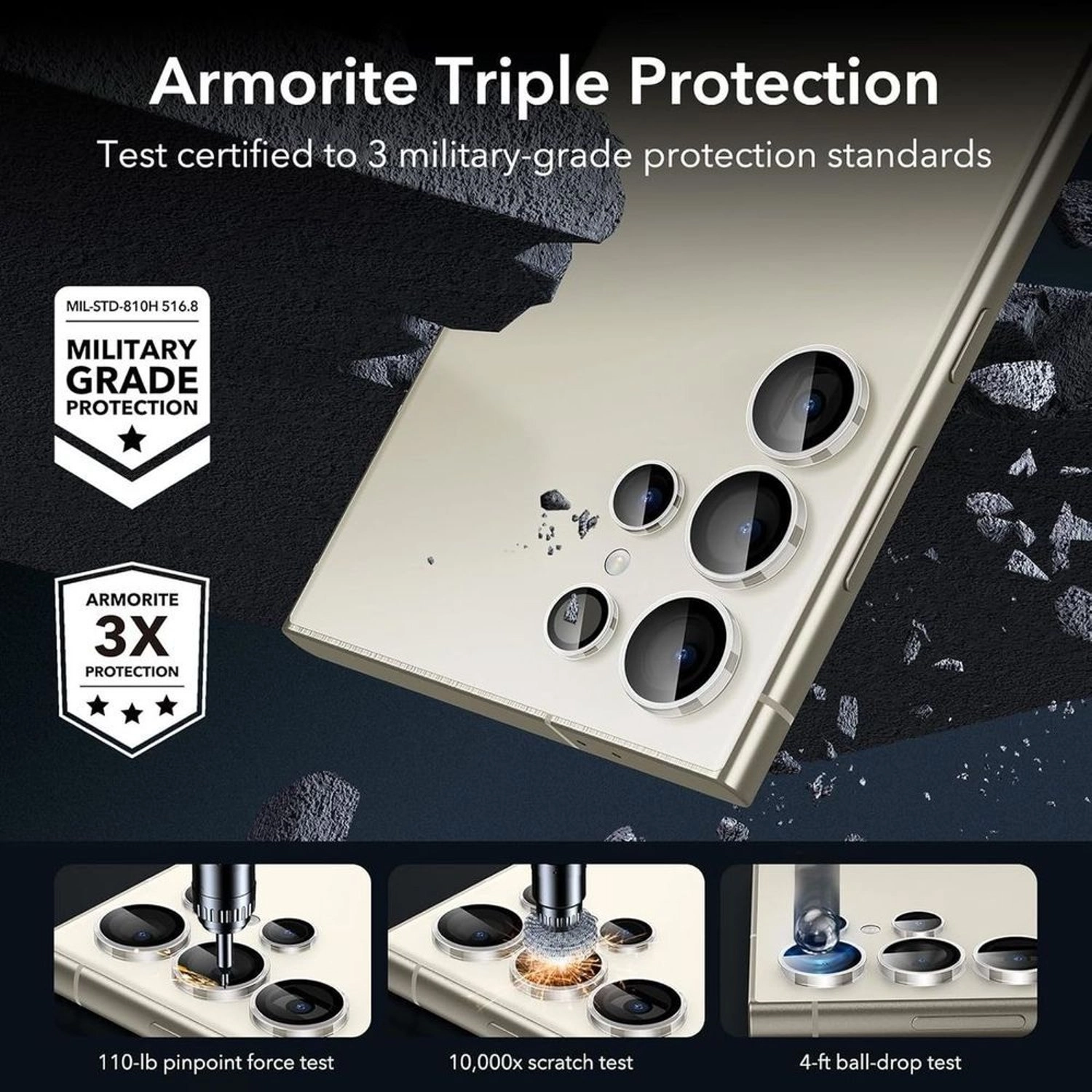 Clear Tempered Glass Camera Lens Protector for Samsung Galaxy S24 Ultra