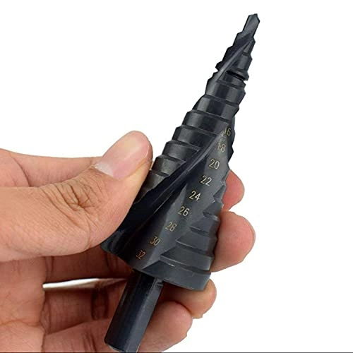 Spiral Grooved Step Drill Bit Set - High Speed Steel Titanium Coated 3pcs 4-32mm/4-20mm/4-12mm