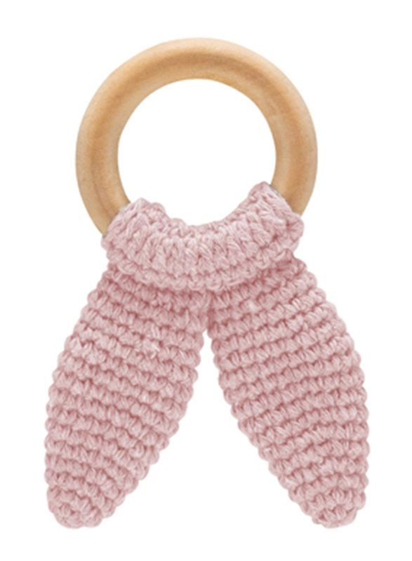 Amigurumi Wooden Ring Teether - Beech wood 100% Cotton Yarn