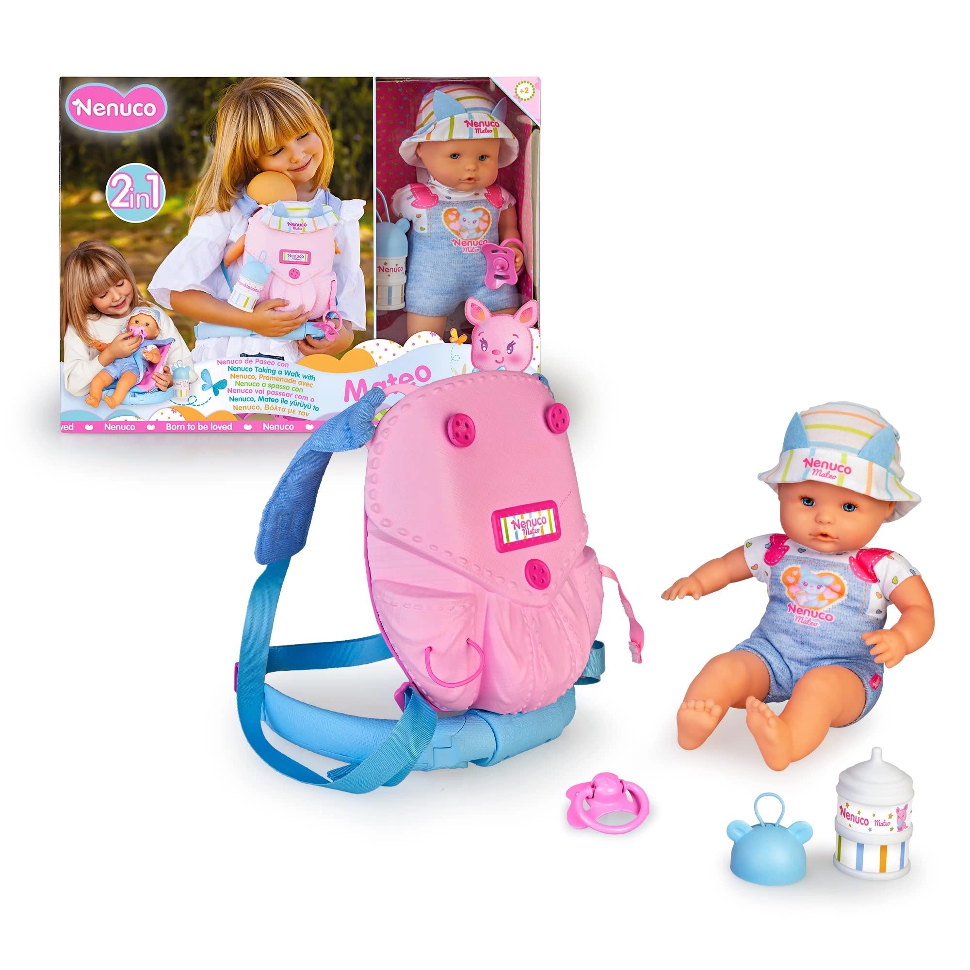 Nenuco Mateo Baby Doll - 14" Baby Carrier