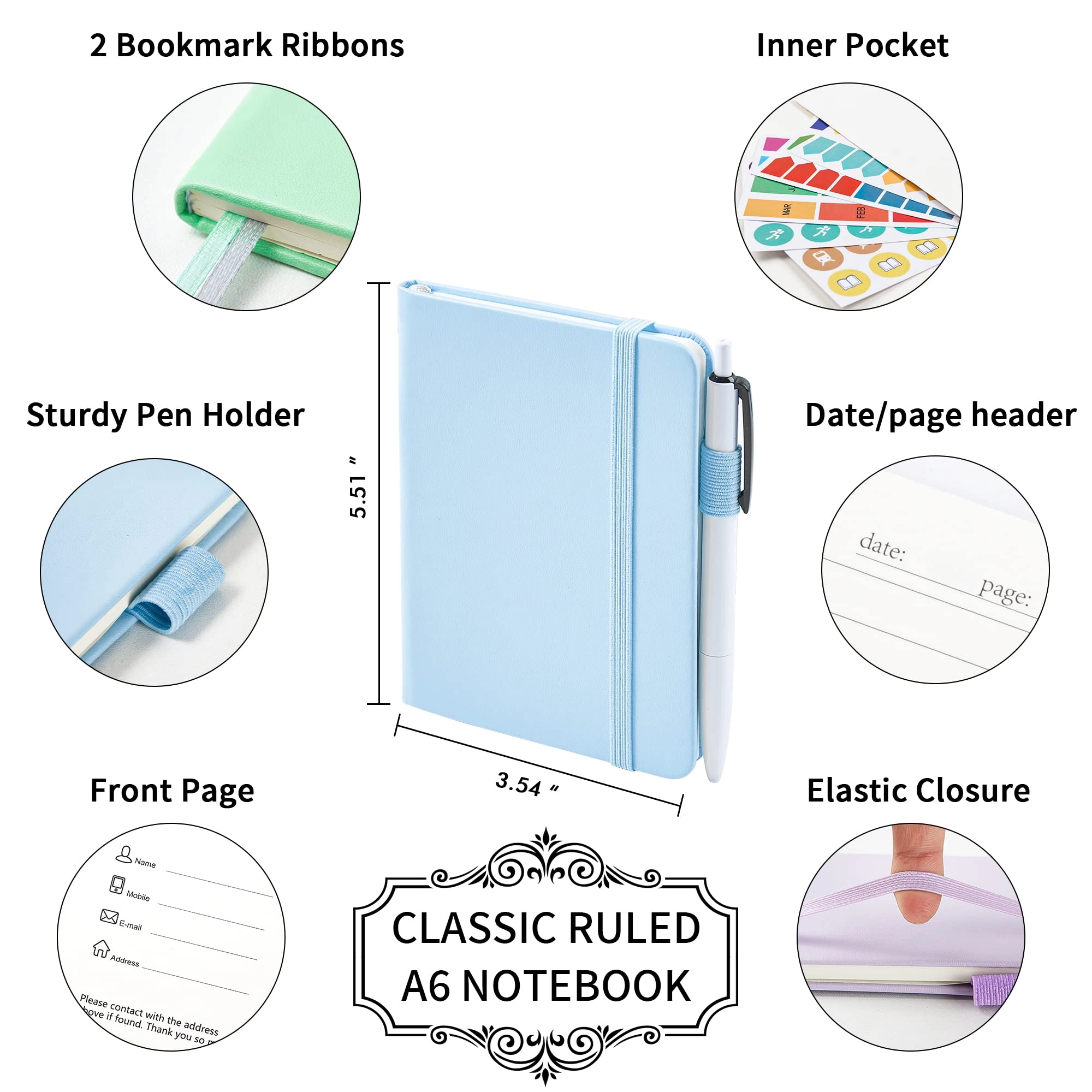Pocket Notebook A6 Hardcover - Lined 56 Sheets