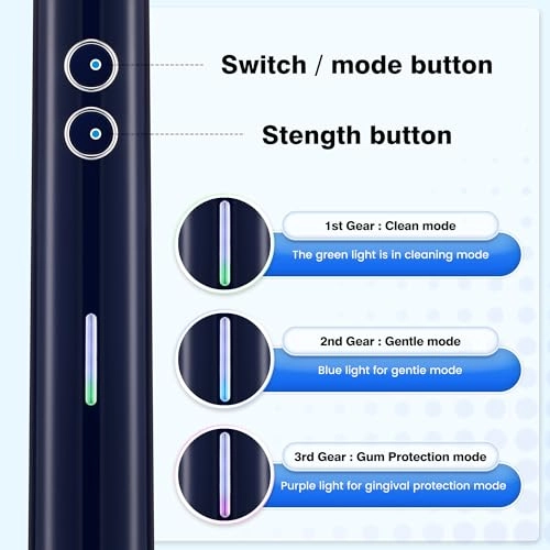 Sweeping Vibrating Electric Toothbrush - 4 Brush Heads 60 Days 3 Modes