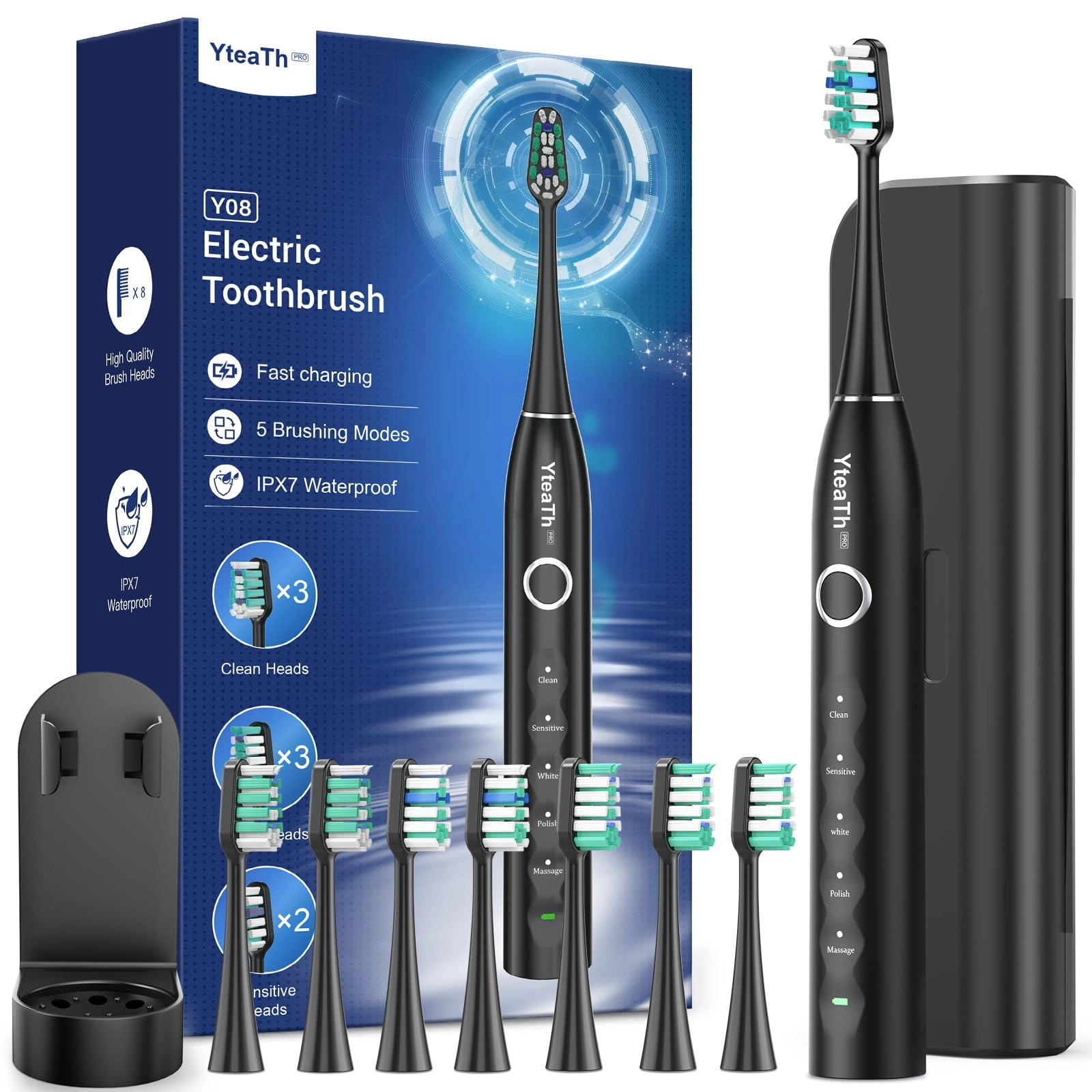 Y08U - 8 Brush Heads 120 Days Battery Life USB C