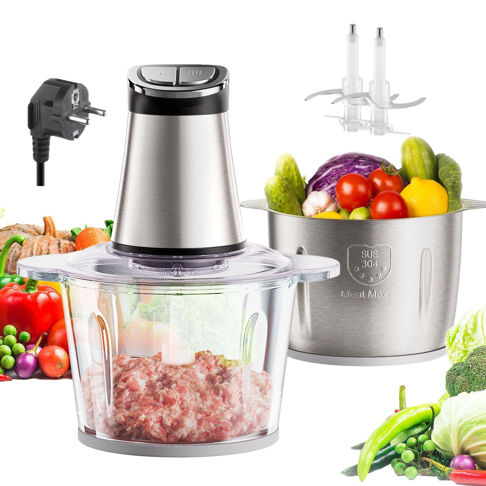 JZLHYSNDYL Dual Bowl Food Prep Processor - 3L