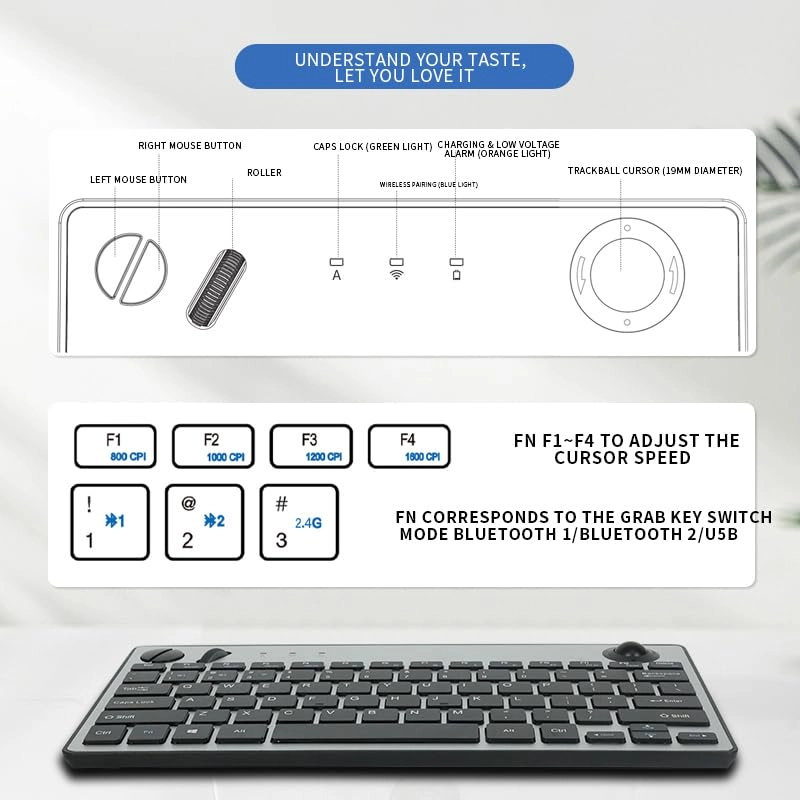 Trackball Keyboard - Wired/Wireless