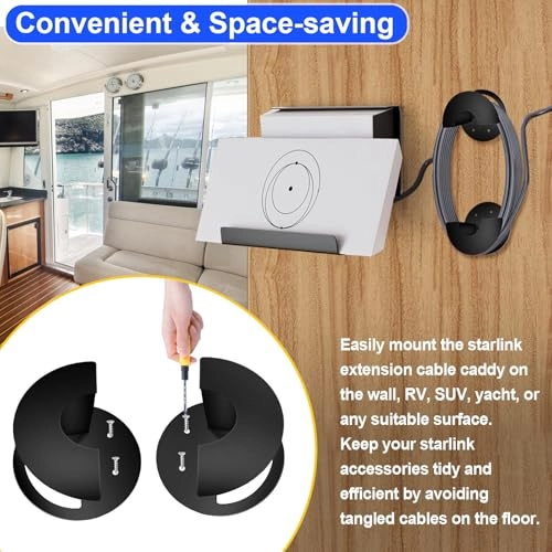 Starlink Gen 3 Wall Mount - Ethernet Cable Caddy Stainless Steel