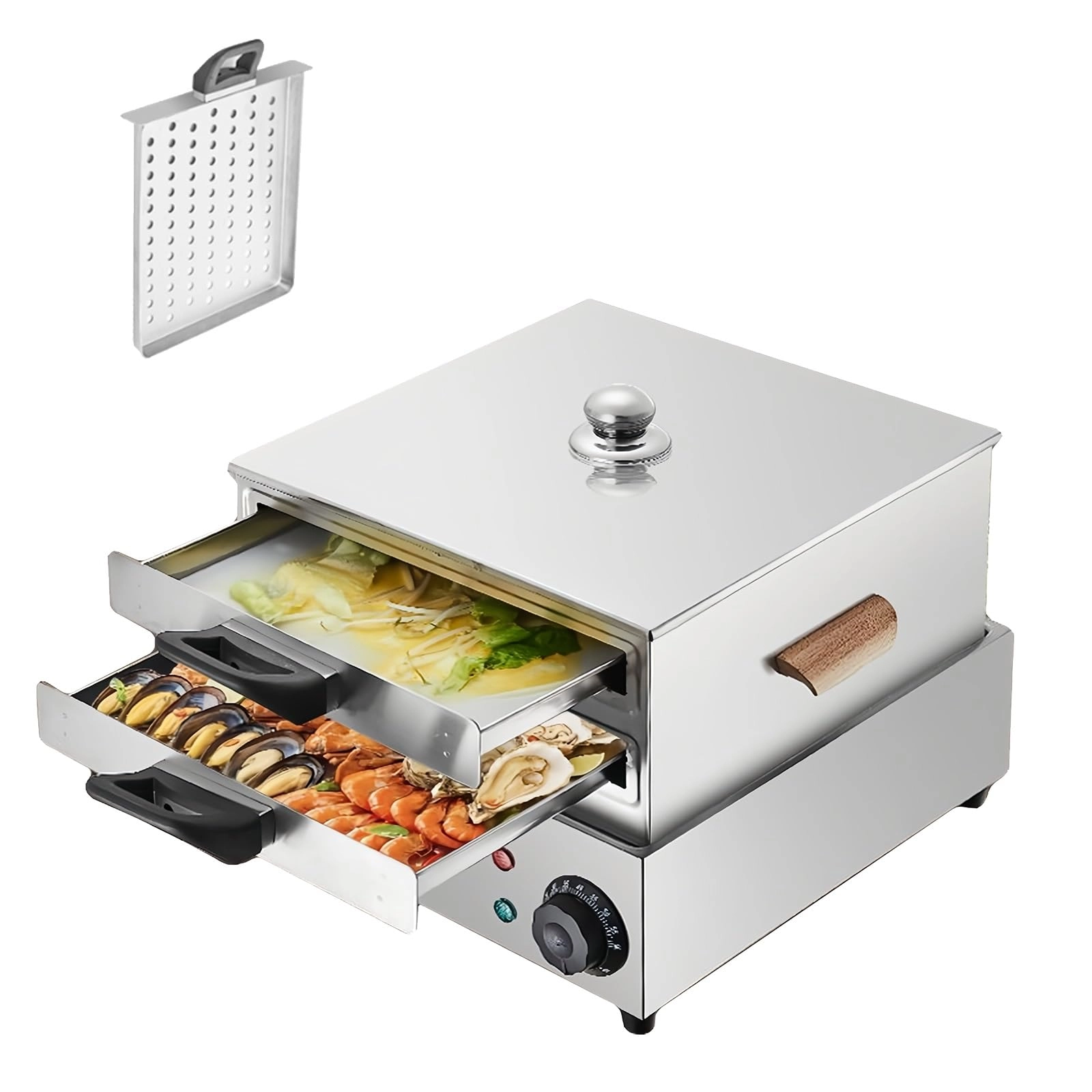 HDJINJGH Rice Noodle Roll Maker - 2300W 3 Trays 60-minute timer
