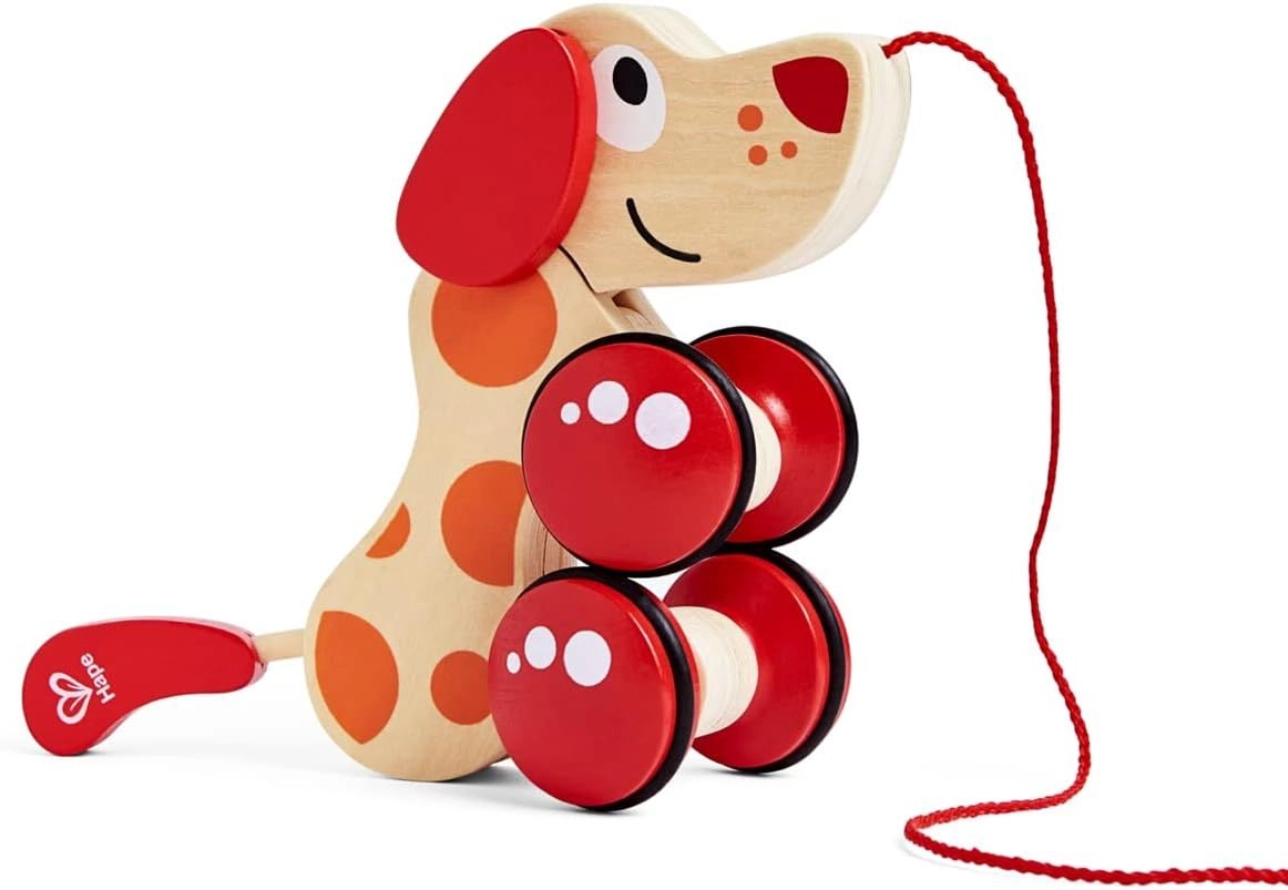 Walk A Long Puppy - Wooden Pull Toy Red