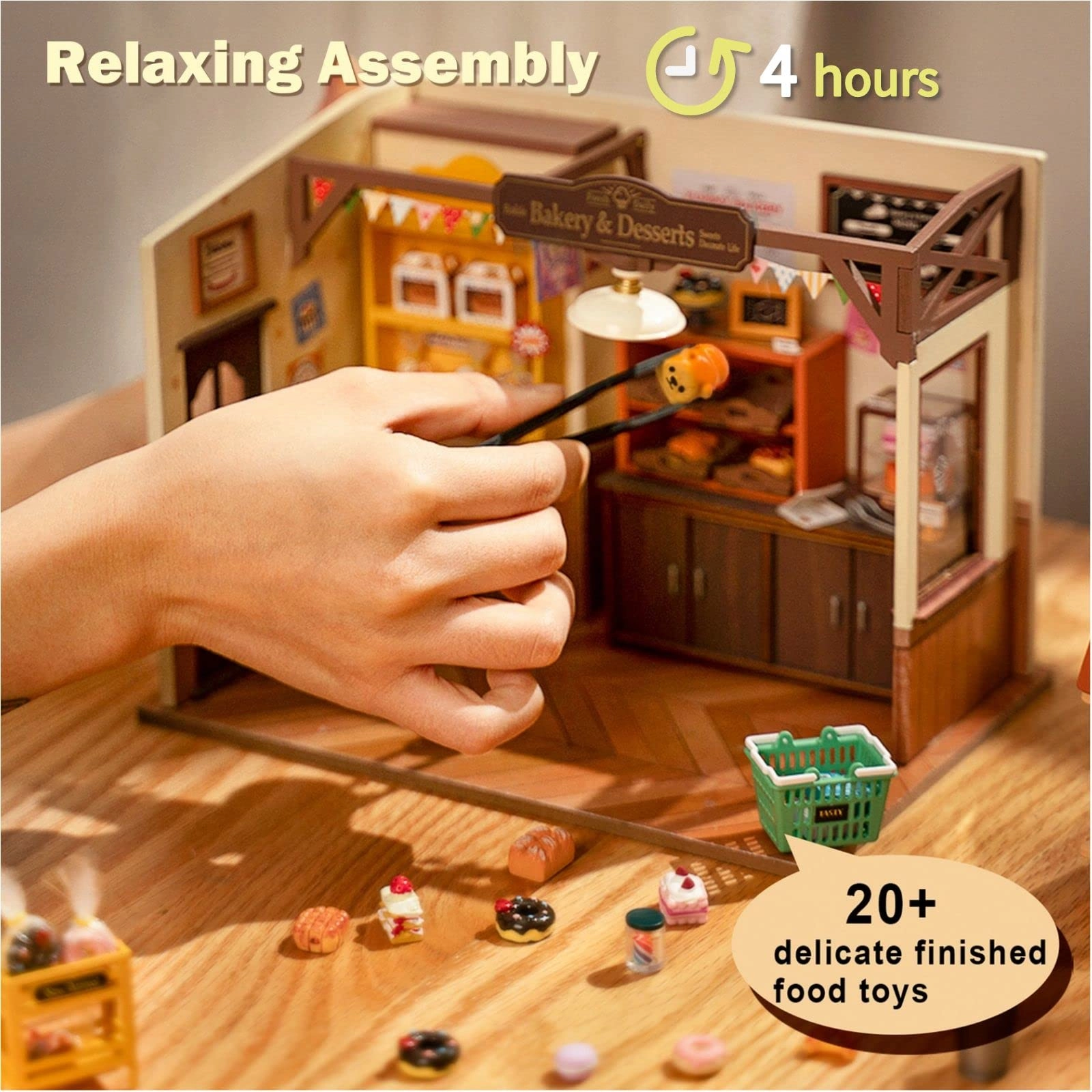 Dollhouse Kitchen Bakery Kit - cream Wood