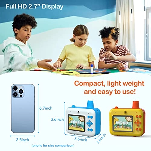 PRINTY - 1080P HD Instant Print Camera 32GB Yellow Selfie