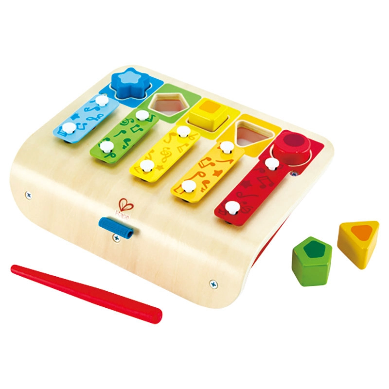 2 in 1 Wooden Shape Sorter and Xylophone - Suitable for 12 months & above