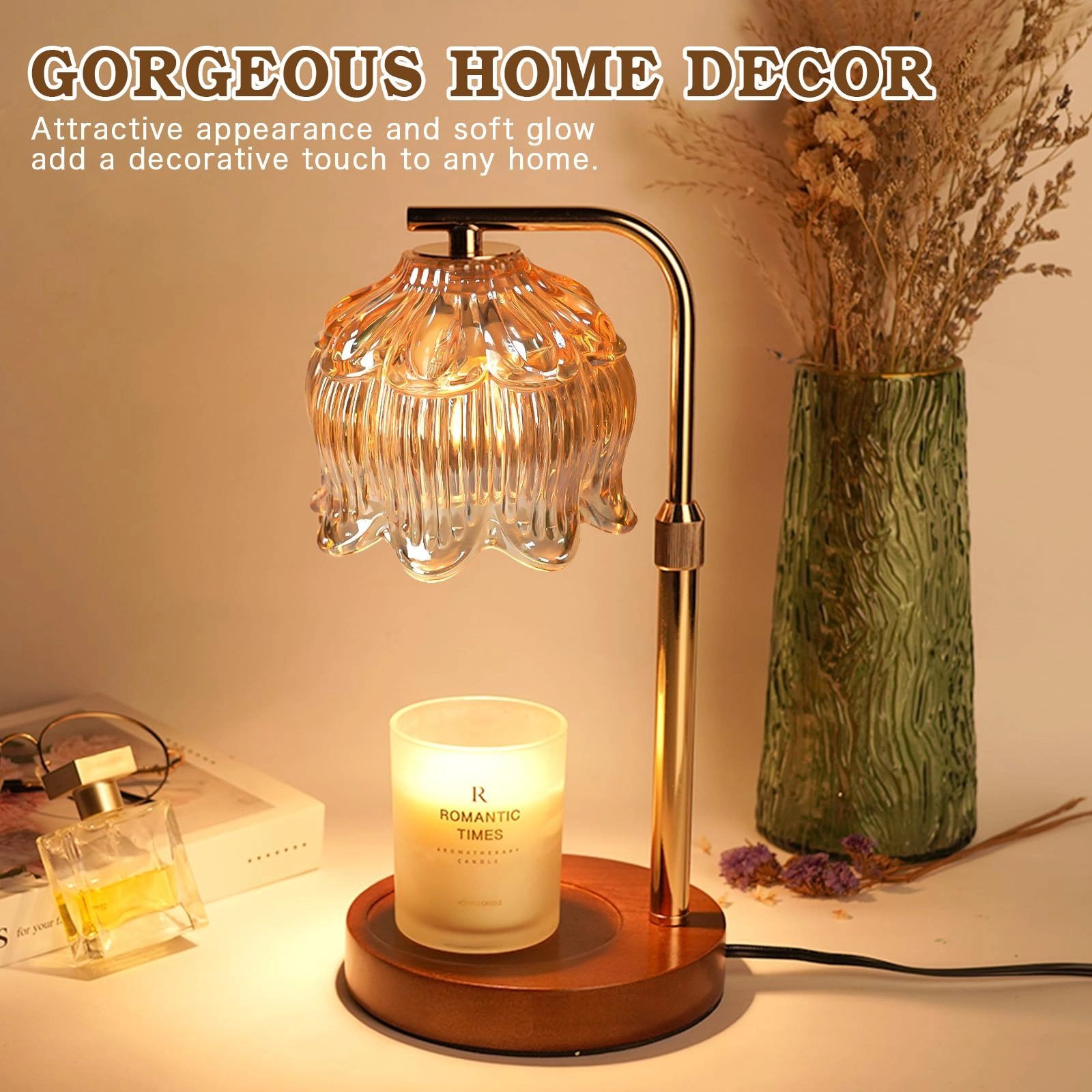 Candle Warmer Lamp - Height Adjustable Timer 2 Bulbs