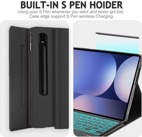 Keyboard Case with S Pen Holder for Galaxy Tab S9 FE+ / S9 Plus 12.4-inch (2023) and Tab S10+ (2024)