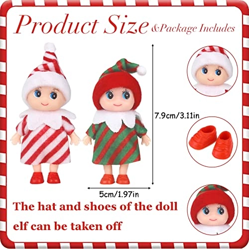 Elf Doll - Pack of 2 11 cm Candy stripe skirt