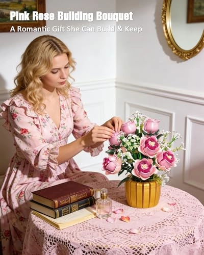 Flower Bouquet Building Set - Pink Rose 1056 pcs