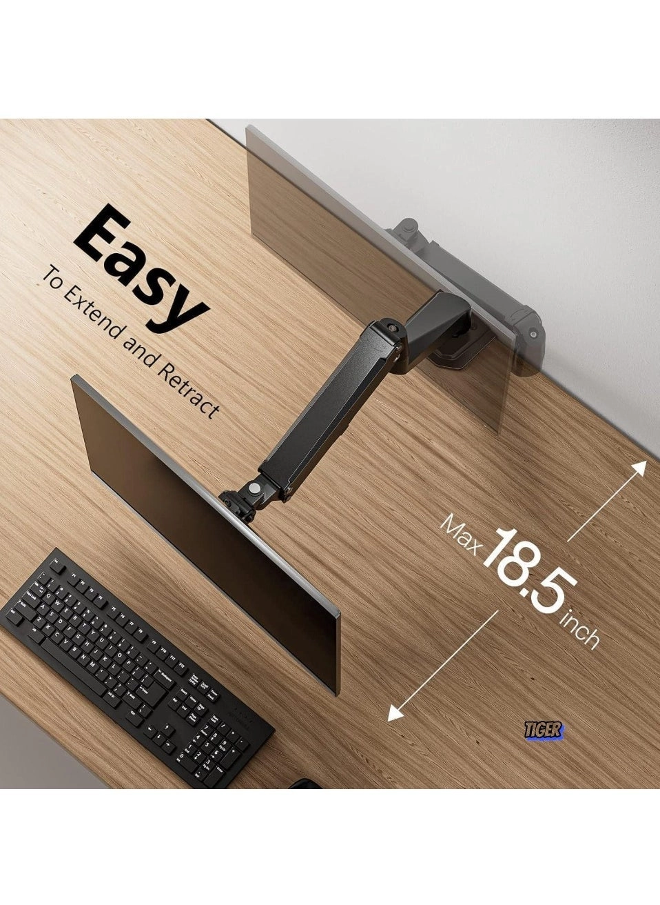 Single Monitor Mount - Gas Spring Full Motion 17-27 Inch