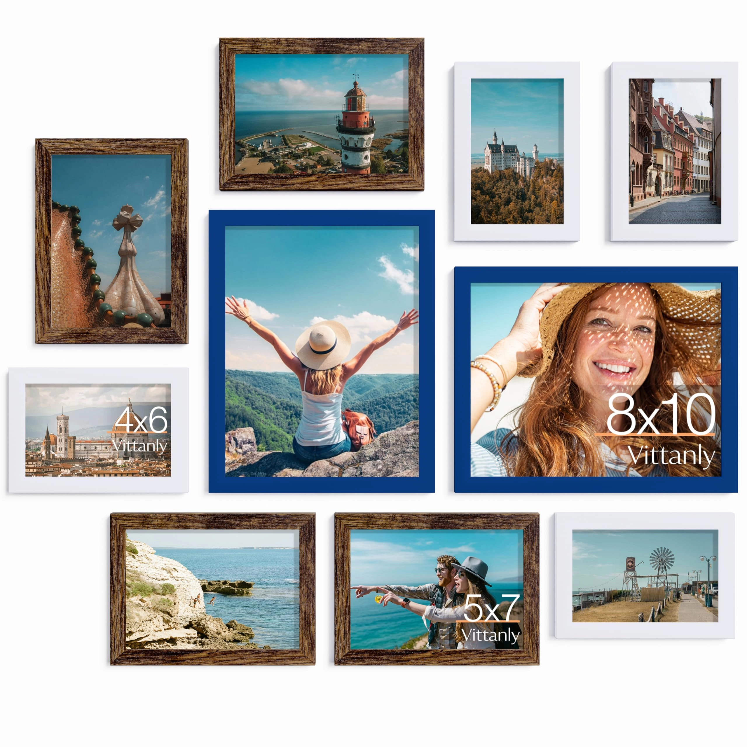 Picture Frames Set - 10 Pack Rustic Grey