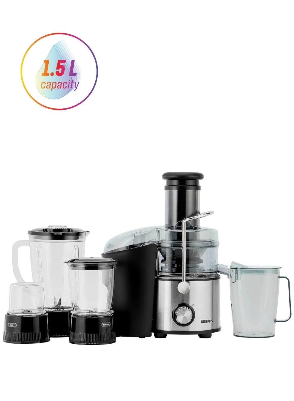 GEEPAS GSB44016 - 4-in-1 functionality, Stainless Steel Blades, 2-speed + Pulse Overheat Protection