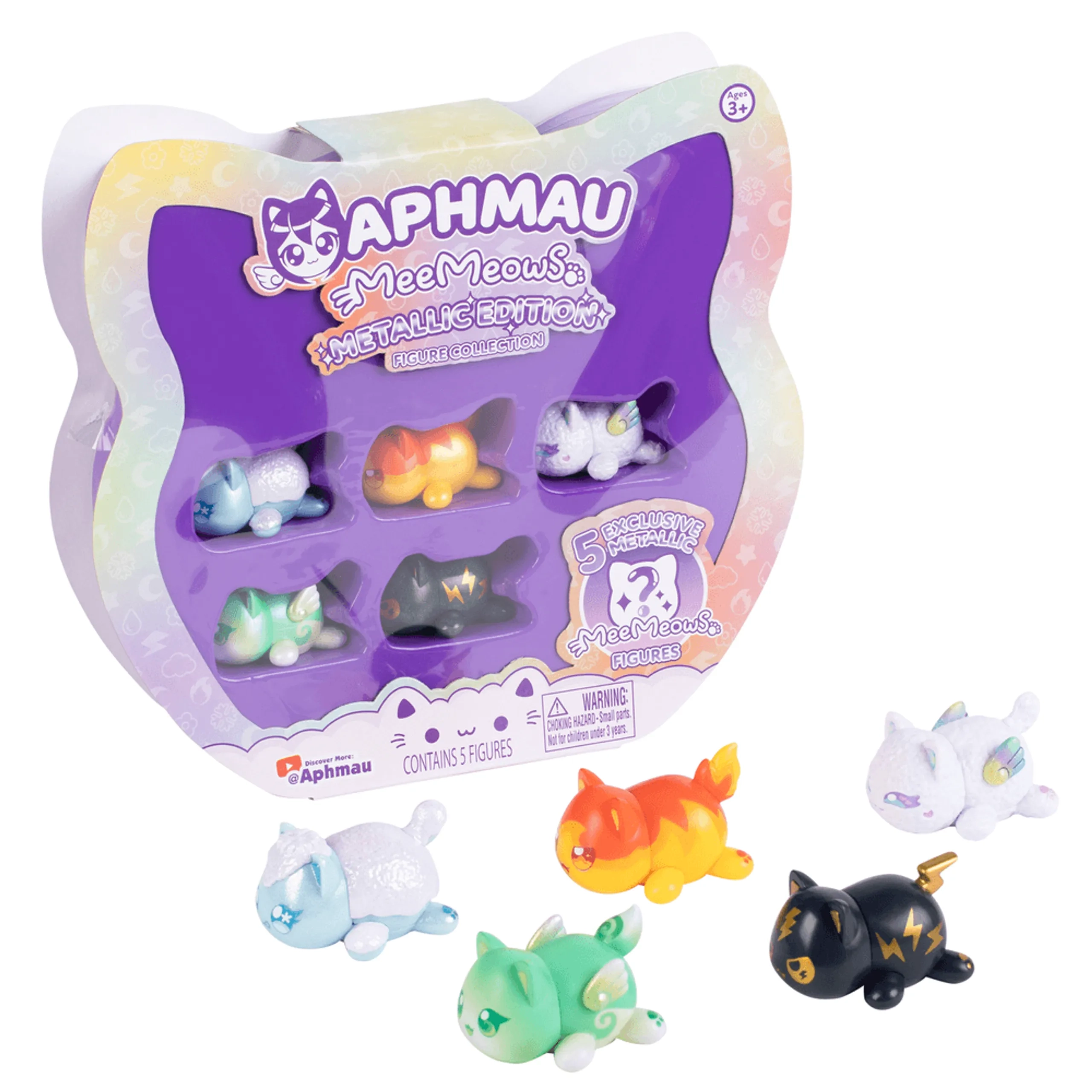 Ice Cat + Fire Cat + Earth Cat + Void Cat + Lightning Cat - MeeMeows Metallic Edition - 5 Pcs