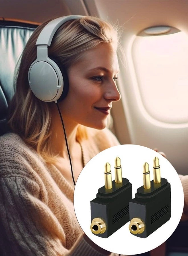 Airplane Headphone Audio Adapter - 4 Pack for Airlines Dual-prong Jack