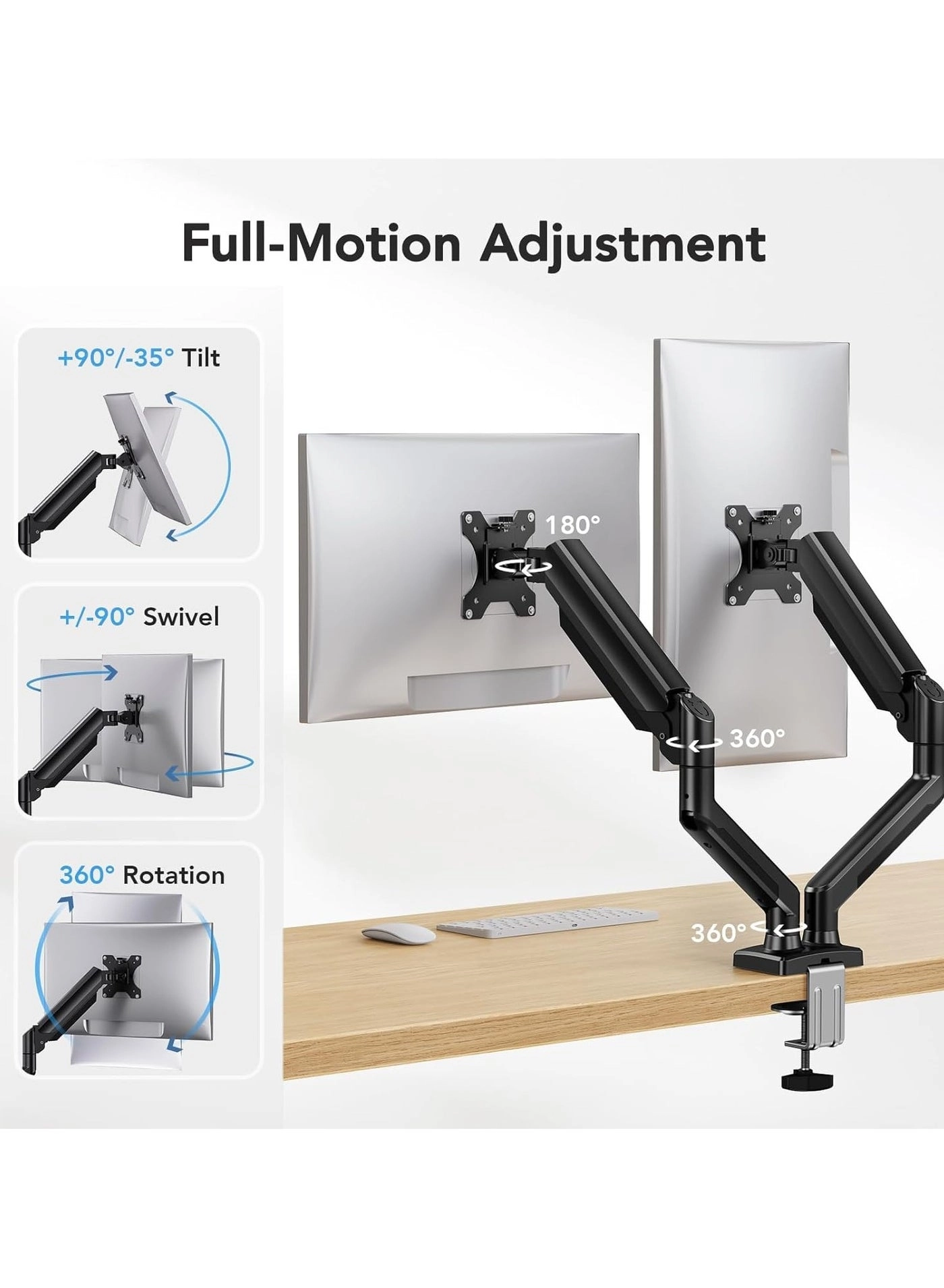 Dual Monitor Mount - 2 Monitors 32 inches 75mm or 100mm