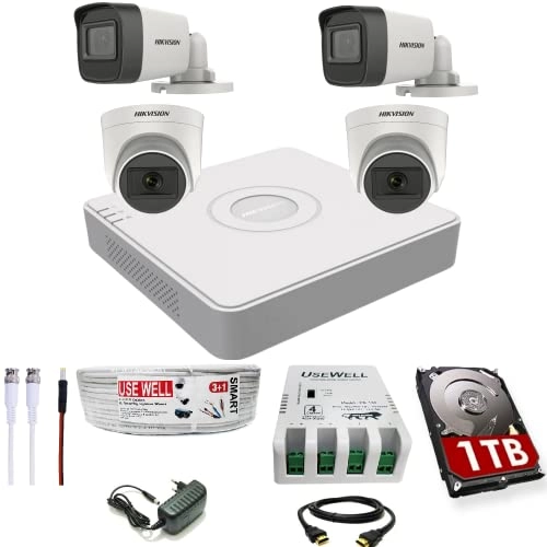 4 Channel DVR + Dome Camera - 5 MP + Bullet Camera + HDD - 1 TB + CCTV Cable - (3+1) + Power Supply - 4 CH + Connectors