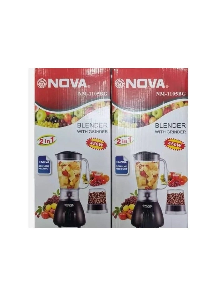 Blender with Grinder - 2-in-1, Stainless Steel Blades, Easy to Clean