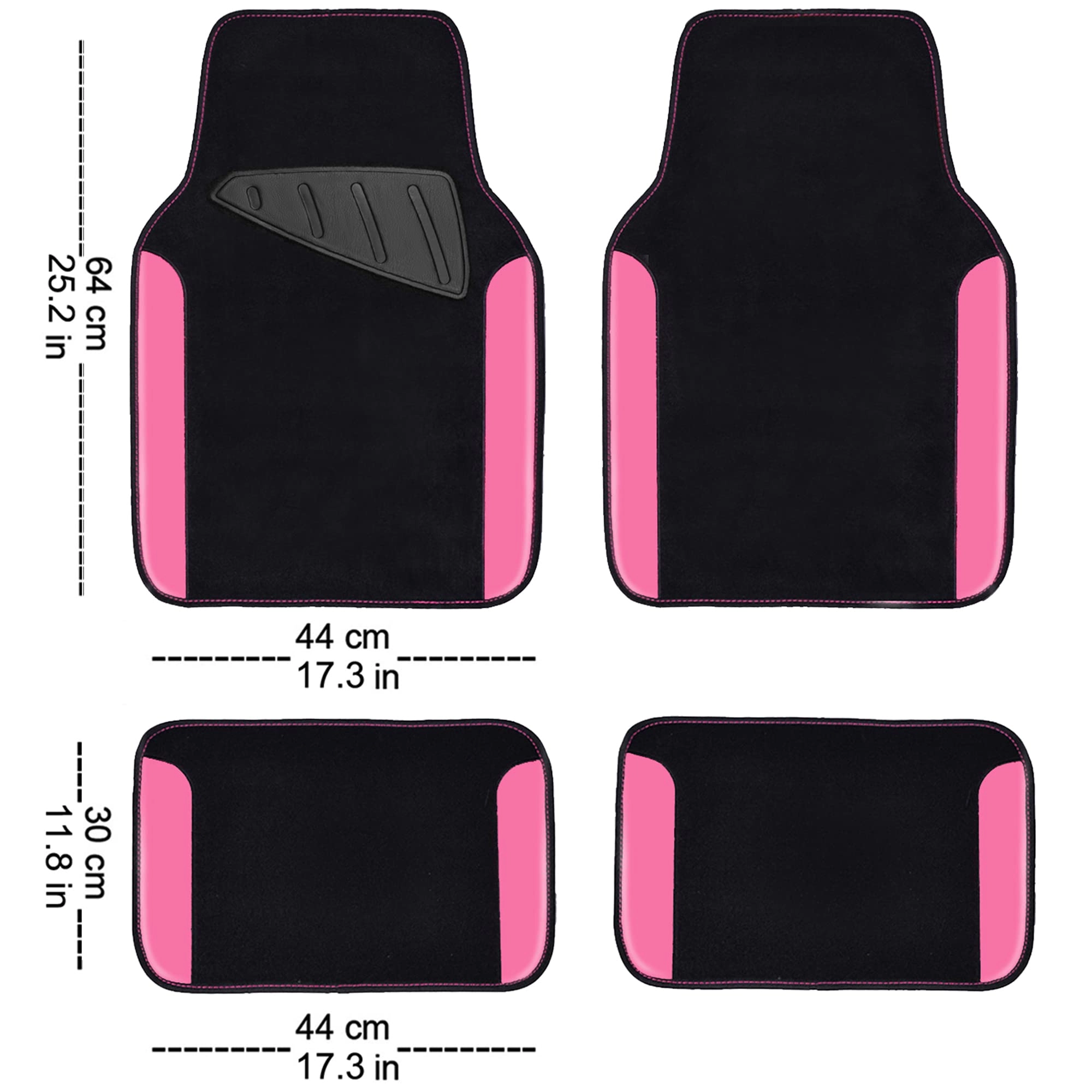 Universal Fit Car Floor Mats - Set of 4pcs Black and Burgundy