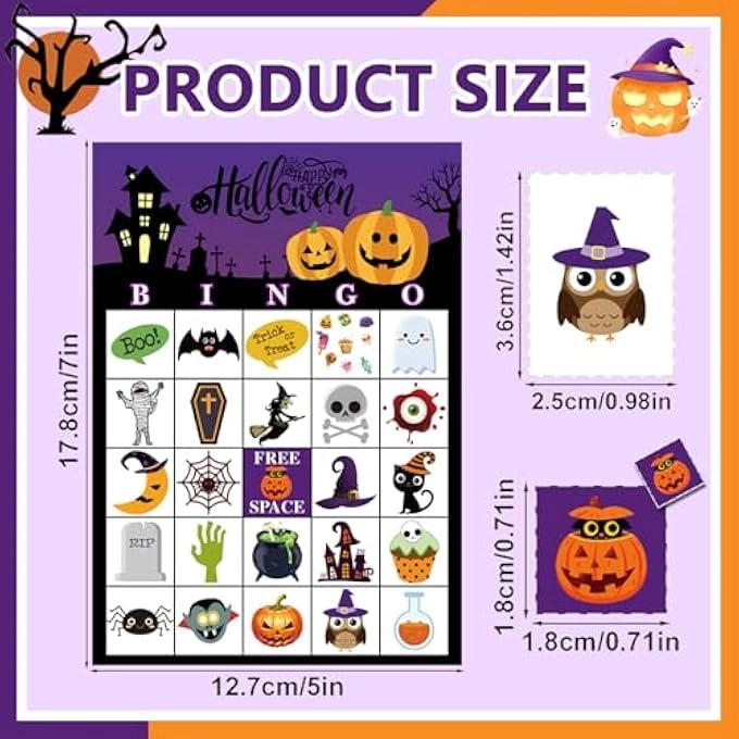 HALLOWEEN BINGO PLAYING CARDS - 24 PLAYER
