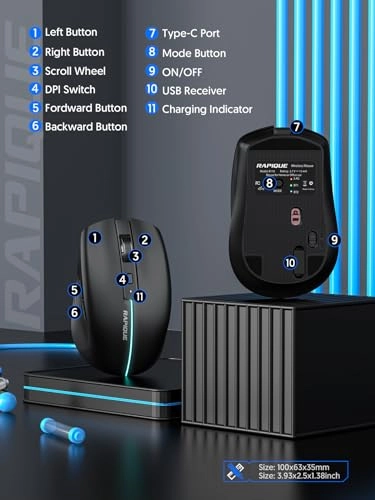 Tri-Mode Rechargeable Mouse - Wireless