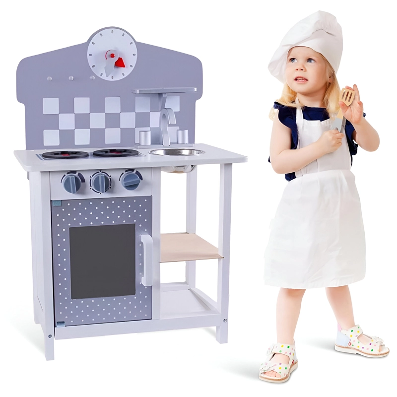 Wooden Pretend Play Kitchen - 8 pcs (4092083-LS_KPS_GY)