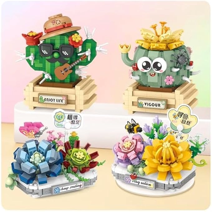 MINI FLOWER SUCCULENT BONSAI - 4 pcs