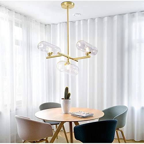 G9 Nordic Handmade Glass Capsule Chandelier - 7 head Gold clear glass