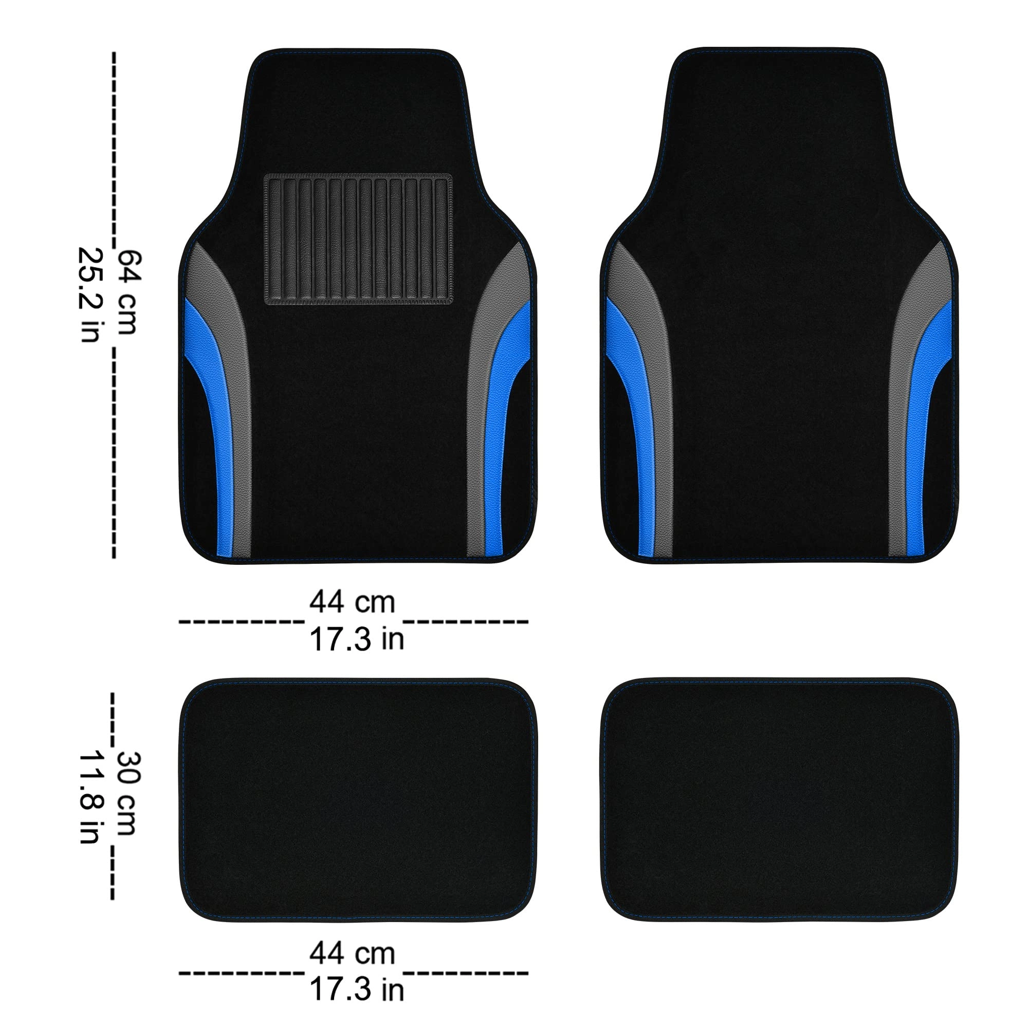 Universal Fit Car Floor Mats - Set of 4pcs Black and Burgundy